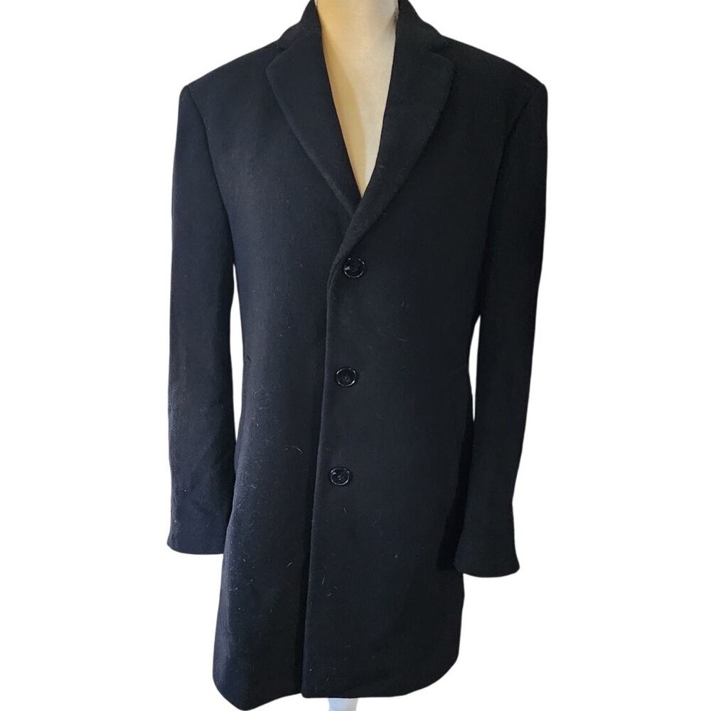 Calvin Klein Men's Black 3 Button Long Wool Peacoat Size 36R
